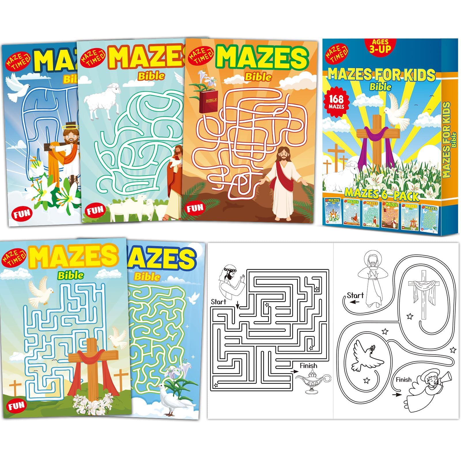 Photo 1 of Wiooffen 168 Pages Christian Maze Books 6-Pack - Beginner Level Bible Activity Busy Books for Sunday School, Religious Basket Stuffer, Amazing Mazes, Fun Games, Birthday Gifts Supplies