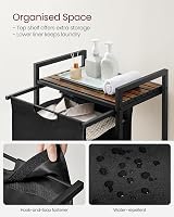 VASAGLE Laundry Basket 47 L Hamper with Shelf Pull-Out Liner 75 cm Ink Black view 4