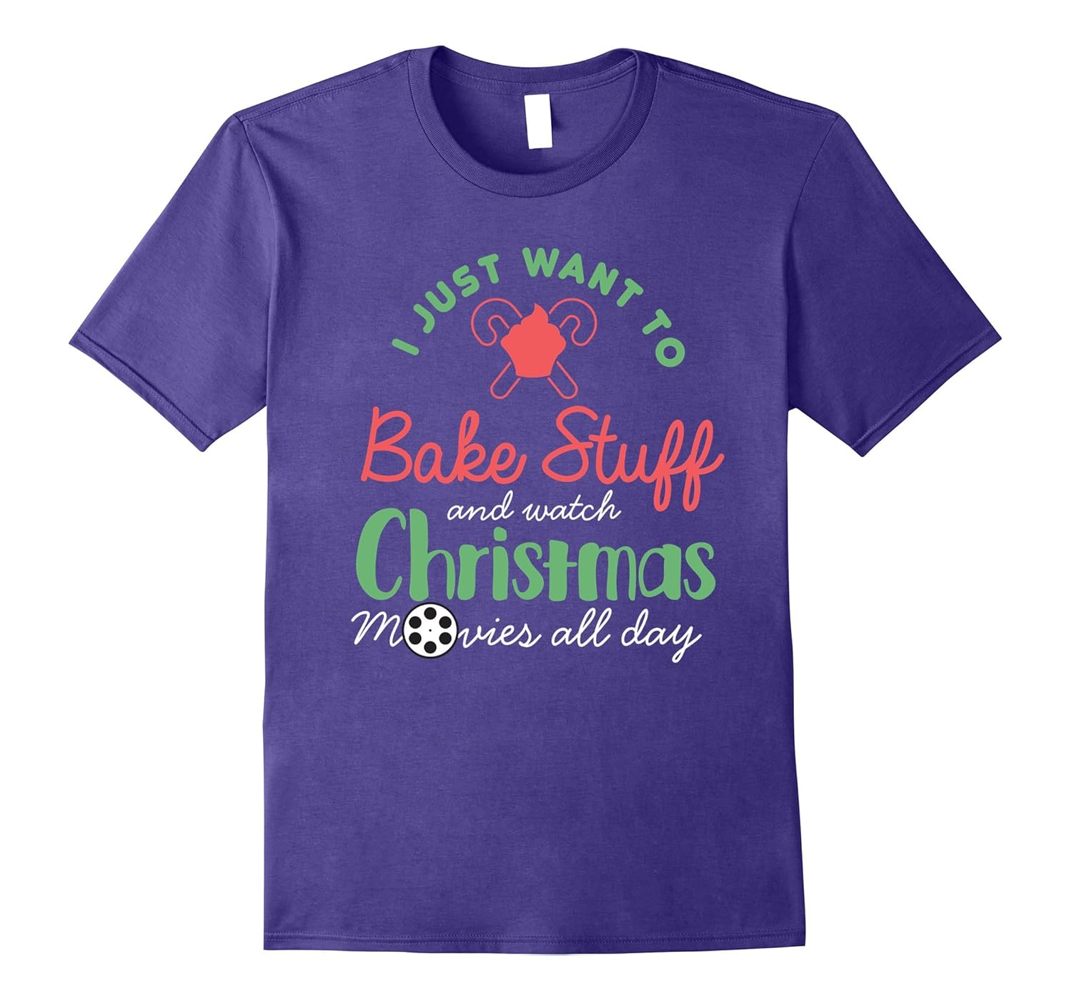 Bake Stuff And Watch Christmas Movies Xmas Baking T-Shirt-Rose