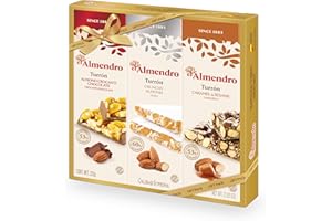 Turron Turrones From Spain, El Almendro Turrones De Chocolate Crocanti, Crunchy Almond Duro, Caramel & Sesame Holiday Variety Christmas Candy Brittle