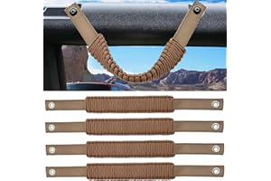 KKIKK Bronco Grab Handles, 4 Pack Automotive Paracord Roll Bar Grab Handles for 2021 2022 2023 2024 2 Door Bronco Handles (Tan)