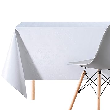 Abwischbare Vinyl-Tischdecke, weiß und grau – verschiedene Designs, Weiße/Blumen, 200 x 140cm (79x55 in)