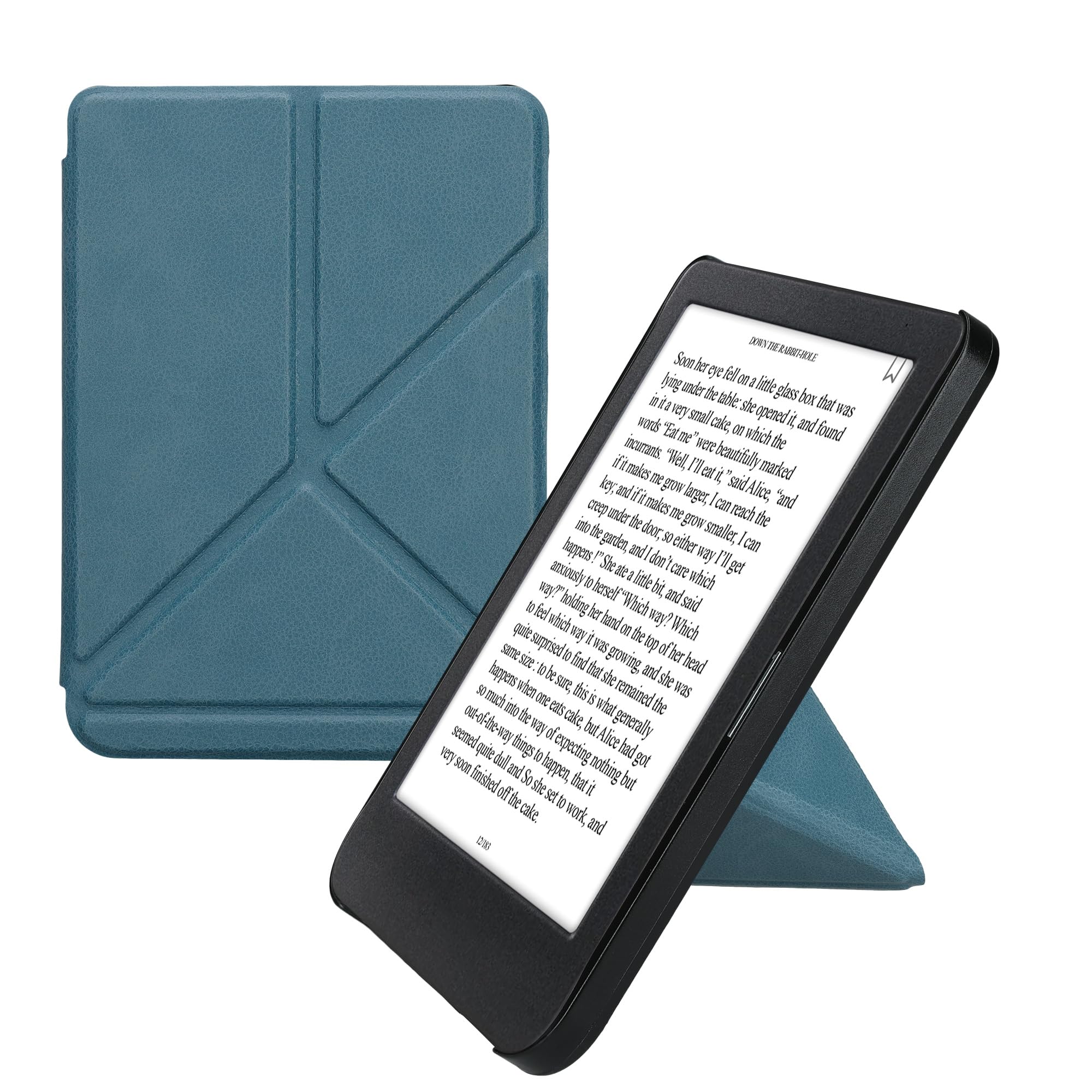 kwmobile Origami Cover for Kobo Clara BW/Colour Case - Slim PU Leather eReader Cover with Stand and auto sleep funktion - Petrol