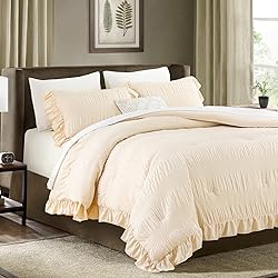 ALEISSEL Beige Comforter Queen Size Seersucker