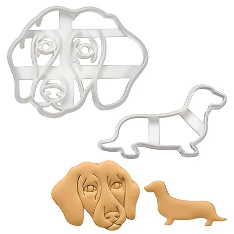 Amazon Com Set Of 2 Short Haired Dachshund Cookie Cutters Face