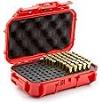 Evergreen 100 Pistol Round Bullet Locking Storage Case - Travel Safe/Mil Spec/Waterproof/USA Made - for .380 ACP, 9mm.40 S&W.45 ACP, 10mm, 5.7 FN.38 SPL.357 MAG (56 Red)