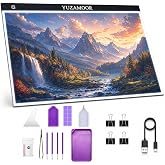 A2 Large Tracing LED Light Pad Kits for Diamond Art, Sketching, Painting - Adjustable Brightness, Sketching, Tracing - USB Powered DIY Diamond Art Light Box with Bead Storge Container, Pens, Clips