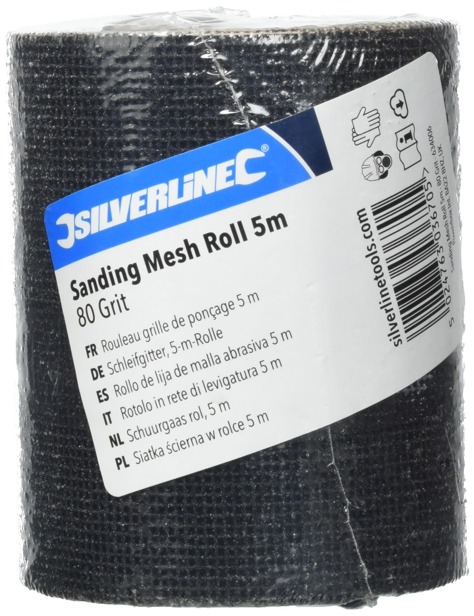 Silverline 634006 Sanding Mesh Roll 5m 80 Grit