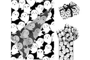 30 Sheets Funny Halloween Ghost Tissue Paper, 19.69x13.78in/50x35cm Foldable Gift Wrap Wrapping Paper for Party Decorations G