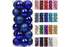 Emopeak 24Pcs Christmas Balls Ornaments for Xmas Christmas Tree - Mini Shatterproof Christmas Tree Decorations Hanging Ball for Holiday Wedding Party Decoration, Royal Blue