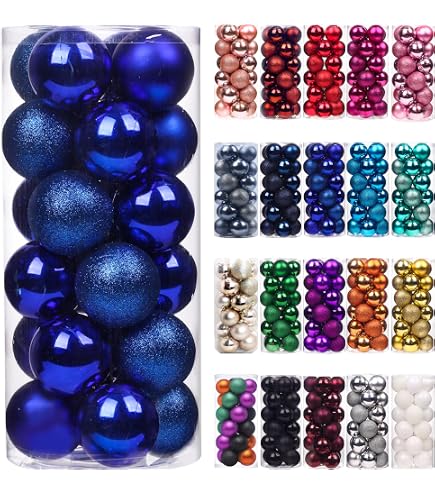 Lot Boules De Noël Incassables Bleu Glacier - Ornements Arbre De Noël Résistants Et Élégants