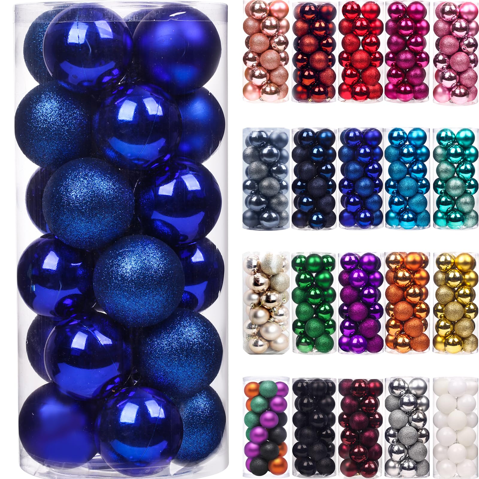 Photo 1 of Emopeak 24Pcs Christmas Balls Ornaments for Xmas Christmas Tree - Shatterproof Christmas Tree Decorations Hanging Ball for Holiday Wedding Party Decoration, Royal Blue