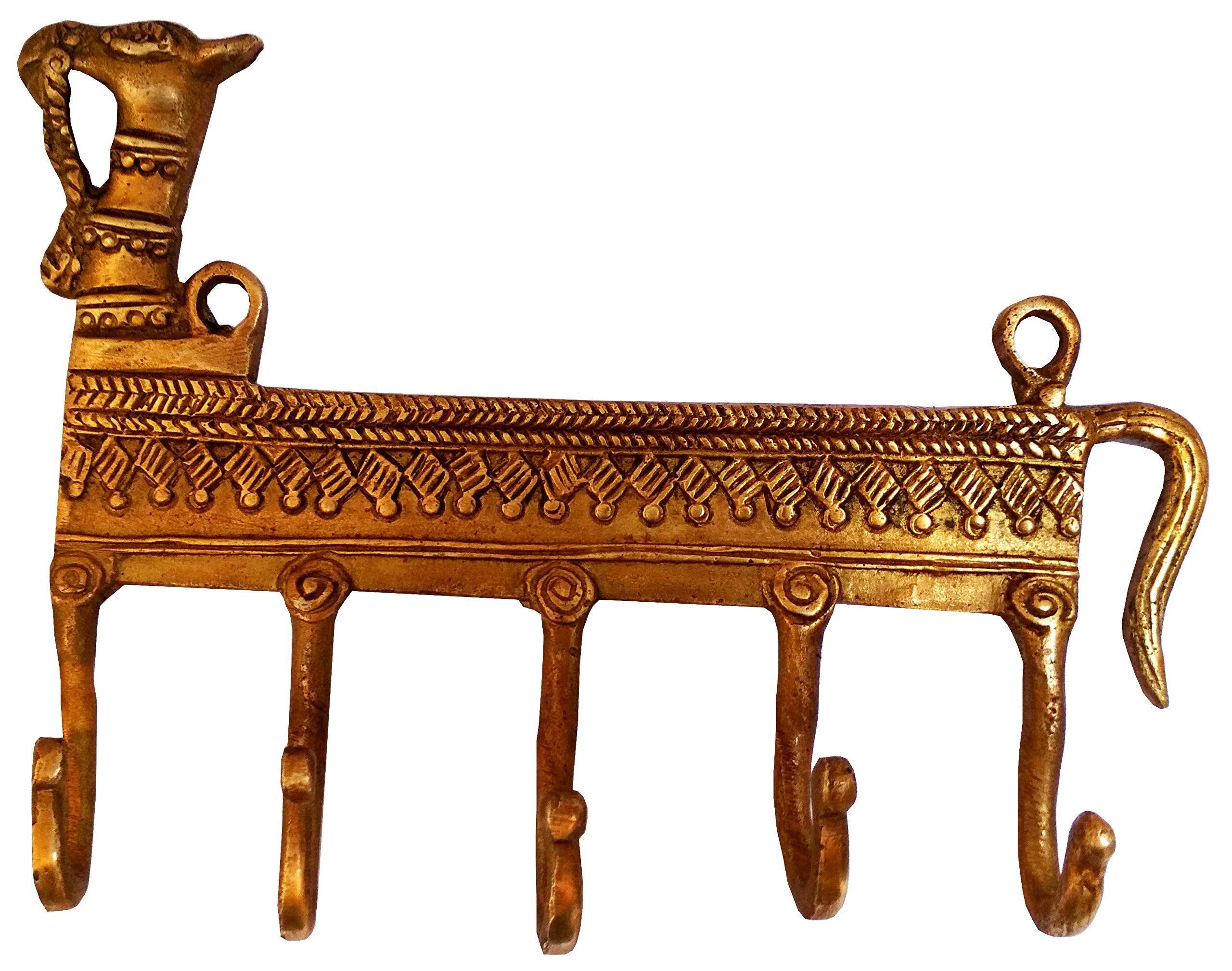 Purpledip Brass Wall Hook 'Regal Camel': Vintage Design Coat Clothes Hanger (11734)