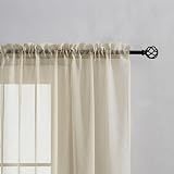 Home Brilliant Short Linen Look Sheer Curtains 2 Panels 54x45 Inch view 4