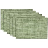 DII PVC Tabletop Collection Placemat Set, Rectangle, 13x17.25, Fig Green, 6 Piece