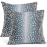 Antelope Pillow Covers 20X20 Inch Navy Blue Faux Fawn Deer Animal Print Decorative Square Pillow Cases Modern Neutral Cotton Linen Throw Pillows Set of 2 Home Decor For Sofa Couch Bedroom Outdoor