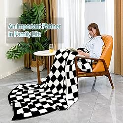 GCQC Checkered Throw Blanket, Knitted Checkerboard