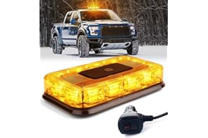 LUMENIX 12" Rooftop Strobe Beacon Light 72 LED Magnetic Emergency Flashing Warning Caution Mini Lights Bar for Construction Vehicles Snowplow Tow Work Trucks Postal Mail Cars Patent Design - Amber