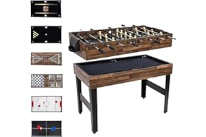 Sunnydaze 10-in-1 Game Table - Combination Multi-Game Table with Billiards, Push Hockey, Foosball, Ping Pong, Chess, Checkers, Backgammon, Bowling, Shuffleboard, Card Games