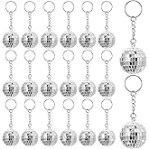 QYCX 20 Pcs Disco Keychain Disco Party Decorations Disco Ball Keychain Keyring Disco Hanging Decorations Mirro Keychain Glitt