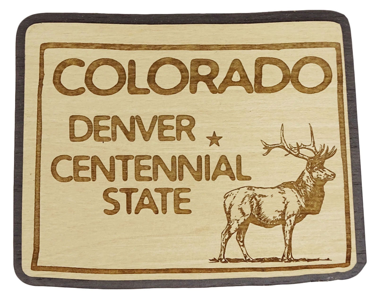 Printtoo Souvenir Colourado Denver Centennial State Engraved Wooden Fridge Magnet