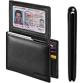 Genuine Leather Wallet for Men 12 Cards Mens Wallet Bifold Rfid Blocking with 2 ID Windows Card Holder Wallet with Gift Box