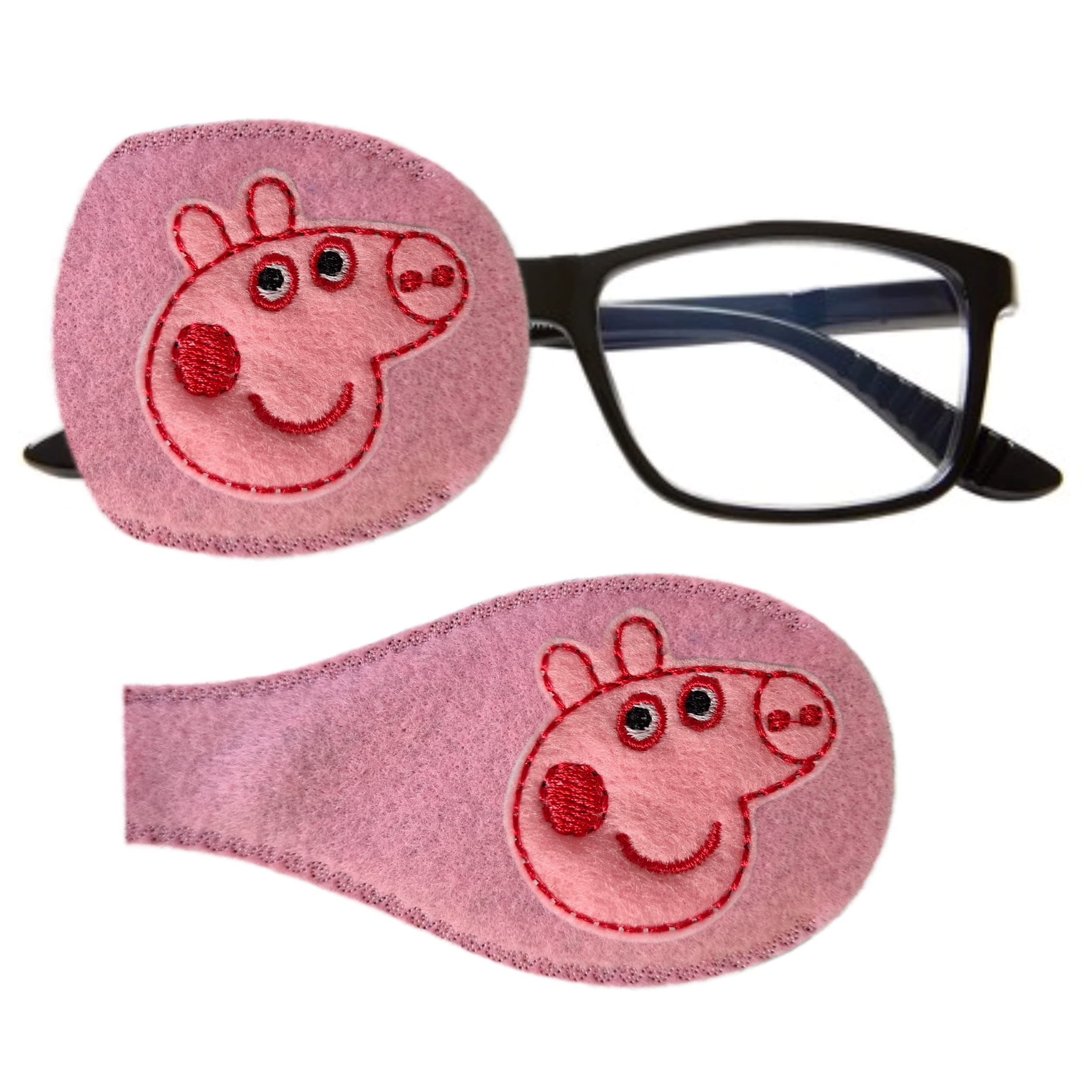 Kids and Adults Orthoptic Eye Patch For Amblyopia Lazy Eye Occlusion Therapy Treatment Design #19 Pig on Pink (Left Side (eye to be covered))
