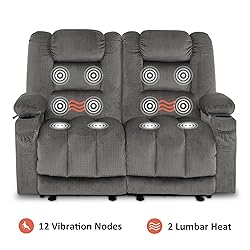 MCombo 55.9" Power Loveseat Recliner with Heat and