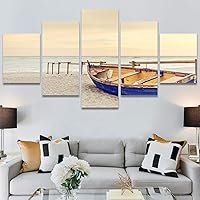 SIGNWIN 5 Panel Canvas Wall Art Modern Art Boat Expressive Multicolor Nautical Photography Transportation for Home Decorations Ready to Hang - 60