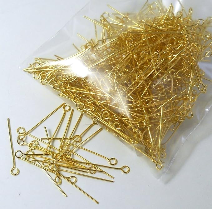 Rockin Beads Brand, 500 Gold Plated Brass Jewelry Eyerosary Pins 1