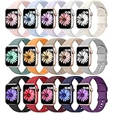 15 Pack Soft Silicone Bands Compatible with Apple Watch Band 40mm 41mm 38mm 45mm 44mm 42mm 46mm 49mm for Women Men,Sport iWatch bands Replacement Strap Wristbands for iWatch SE Series 10 9 8 7 6 5 4 3