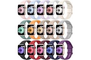 SUPERNANA 15 Pack Soft Silicone Bands Compatible with Apple Watch Band 40mm 41mm 38mm 45mm 44mm 42mm 46mm 49mm for Women Men,Sport iWatch bands Replacement Strap Wristbands for iWatch SE Series 10 9 8 7 6 5 4 3
