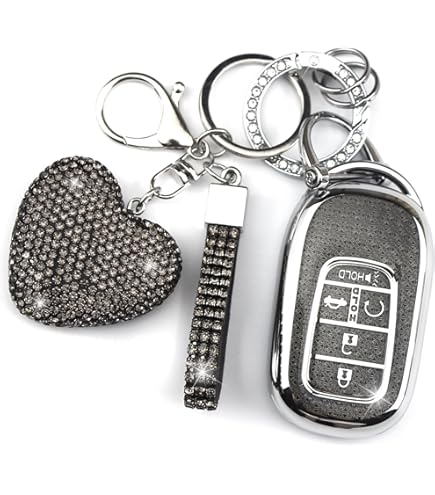 YILINXI Key Fob Cover With Pom Pom Keychain For Honda 5-Button Smart Keys - Soft TPU Case, Pink, Women's Gift - View #3
