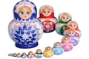 YAKELUS Russian Nesting Dolls for Kids Matryoshka Doll 15pcs Handmade