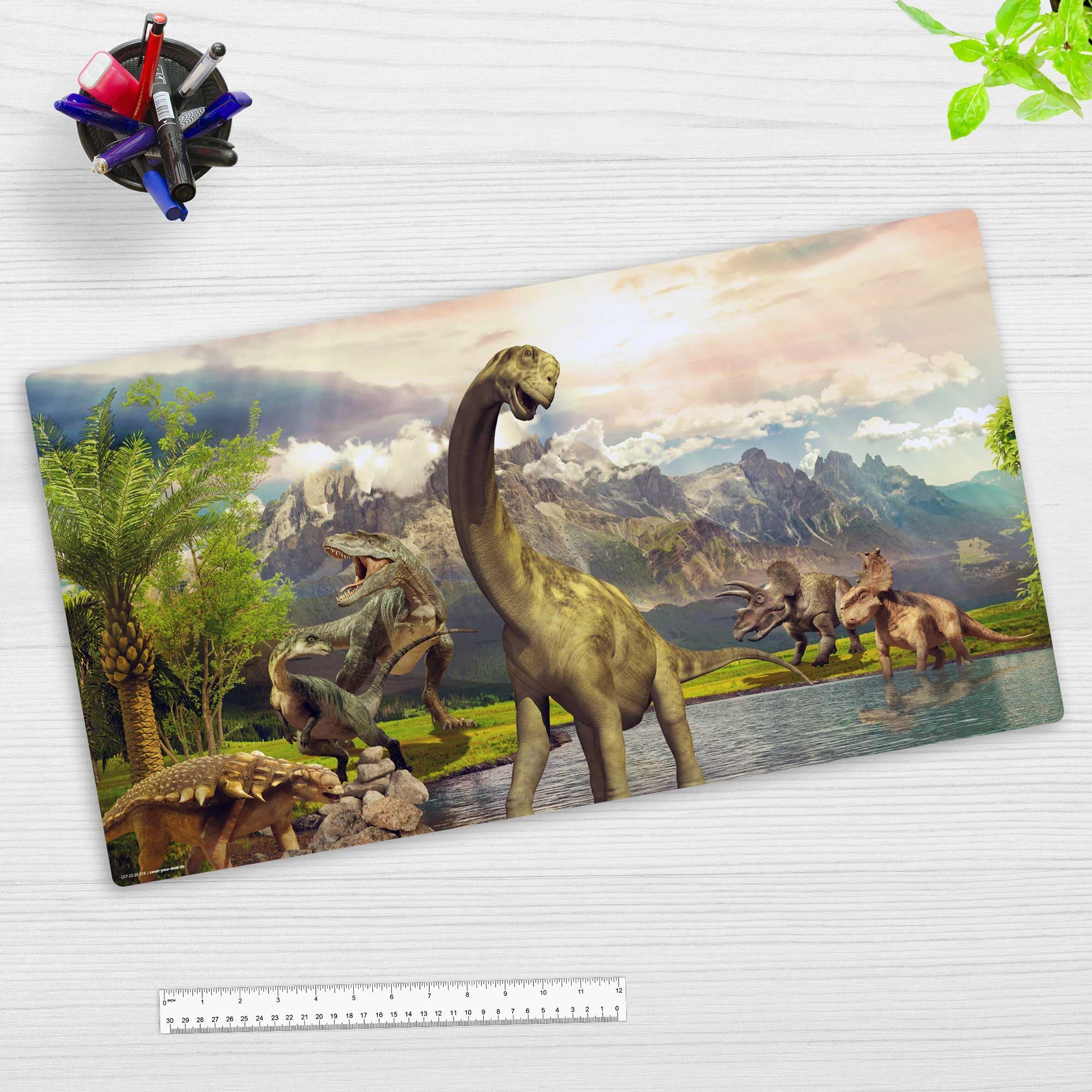 Desk Mpad for Children and Adults - Dinosaur - Made of Premium Durable Vinyl (Plastic - BPA Free) - 60 x 40 cm - Desk mat Made in Germany