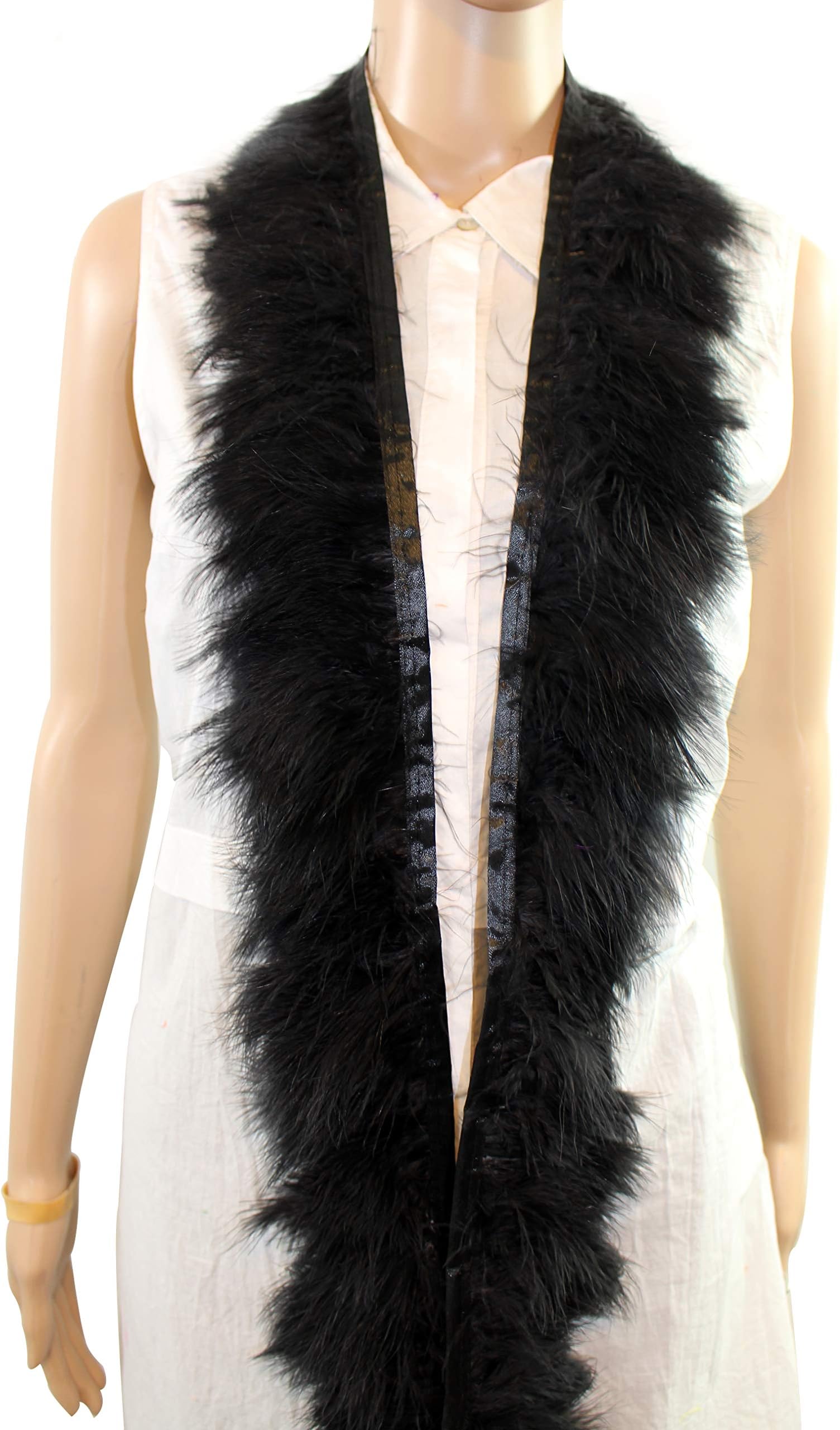 2 Yard lon, 3"-4" Height Marabou Turkey Fluff Feather Fringe Trim, Accessories， Decorative Material (Black)