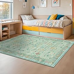 Living Room Area Rug - 6x9 Washable Low Pile
