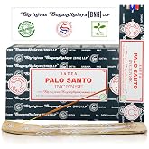 Satya Nag Champa Palo Santo Incense Sticks, Satya Bng (Bangalore) Insenses 15gmx12 Pack with Raajsee Incense Holder Bundle, Nag Champa Natural Incense