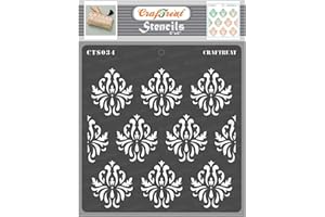 CrafTreat Damask Mandala Stencils for Painting on Wood, Canvas, Paper, Fabric, Floor, Wall and Tile - Damask Background - 6x6 Inches - Reusable DIY Art and Craft Stencils - Damask Stencils
