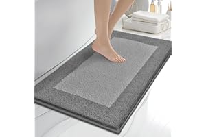 anllugs Bathroom Rugs 20" x 30", Non-Slip Extra Soft Absorbent Bath Rugs, Machine Washable Quick Dry Bath Mats for Bathroom Floor, Shower, Bathtub and Sink, Grey & Dark Grey