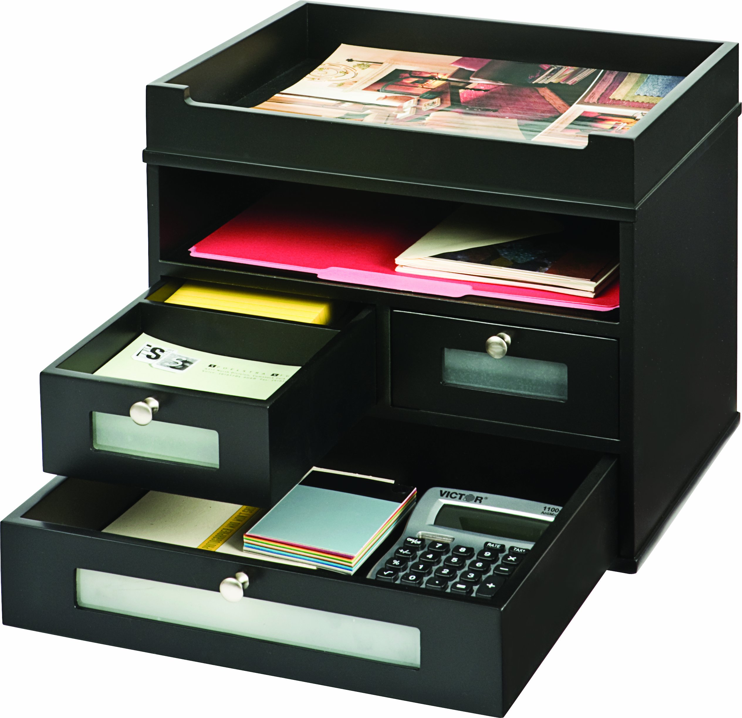 Victor Wood Midnight Black Collection, Tidy Tower Desktop Organizer