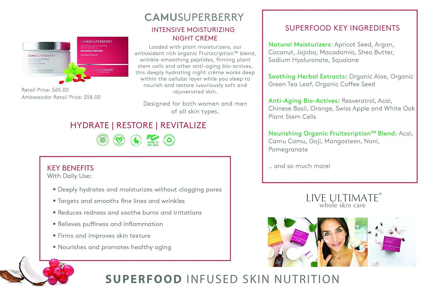 live ultimate camu complex antioxidant rich daily moisturizer
