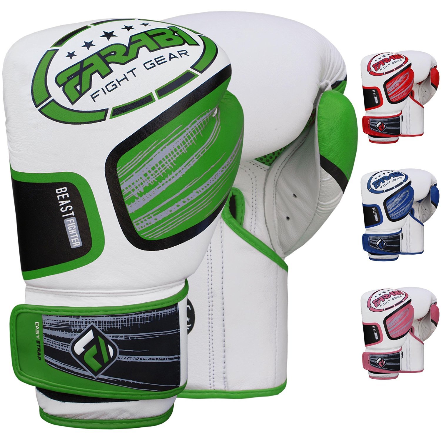 FARABI Boxing Gloves Beast Fighter Series Fight Gloves MMA, Cage Fight, Muay Thai Training Sparring (Green, 14-oz)