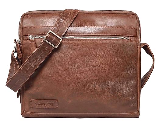 Leaderachi-100% Genuine Vt Leather Unisex Crossbody Messenger Bag [Madrid]