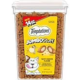 Temptations Jumbo Stuff Crunchy &amp; Soft Cat Treats, Chicken, 14 oz | Crunchy outside, soft inside, under 2 calories per treat, resealable tub, 100% complete &amp; balanced, bigger than Classic