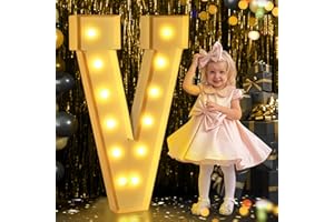 YBQZ 4FT Marquee Light Up Letters, Large Light Up Letters for Birthday Baby Shower Party Decor,Marquee Letters for Balloons for Party Decoration Big Mosaic Letters V for Wedding Engagement Anniversary