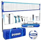 PLYOGO Heavy Duty Volleyball Net for Backyard&amp;Outdoor,Anti-Sag Design | Professional 32FT Volleyball Net Set with Double Tension Adjuster,3 Official Height Adjustable,Portable Carry Bag