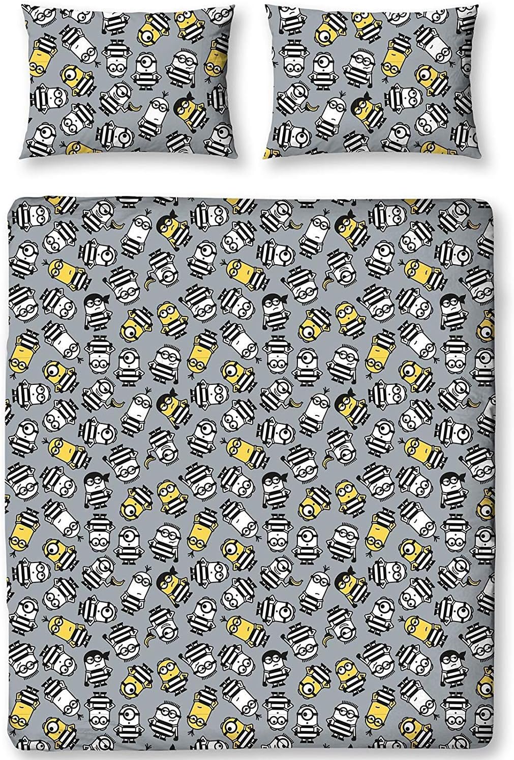 UNIVERSAL DESPICABLE ME Despicable Me 'Jailbird' Double Duvet Set-Repeat Print Design, Microfibre, Multi-Colour
