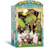 Hands Craft Moomin Moominous Dance Party Book Nook Kit &ndash; Fun 3D Puzzle with Touch LED Lights &ndash; DIY Wooden Craft Kit for Bookshelf Decor &amp; Gifts &ndash; Features Moomintroll &amp; Friends from Moomin Valley