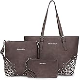 Montana West Purses for Women Tote Bag 3Pcs Set Leopard Print Satchel Handbags